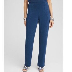 Chico's Travelers‎ 3P Blue No Tummy Pull On Pants Stretchy XL 16-18 Petite
